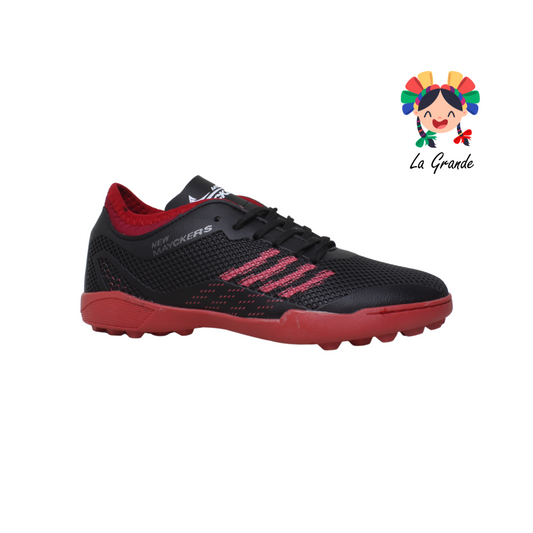 1238 MAYCKERS Negro Rojo Sintético Tenis De Fútbol Rápido para Joven