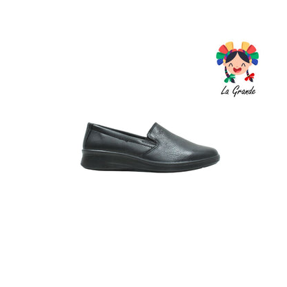 124501 Flexi Negro Piel Zapato Casual Confort Para Dama