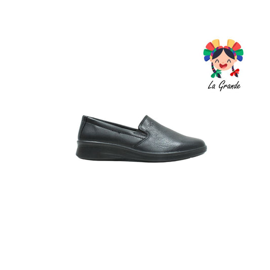 124501-FX negro Zapato de piel Confort Para Mujer