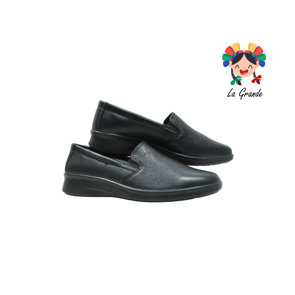 124501 Flexi Negro Piel Zapato Casual Confort Para Dama