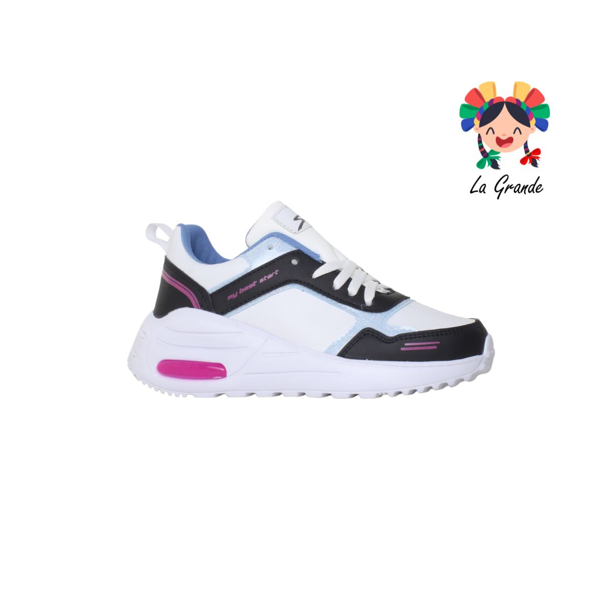 R5058 SCARE Negro Blanco Cielo Sint  Tenis rRunning de Válvula para Dama y Joven