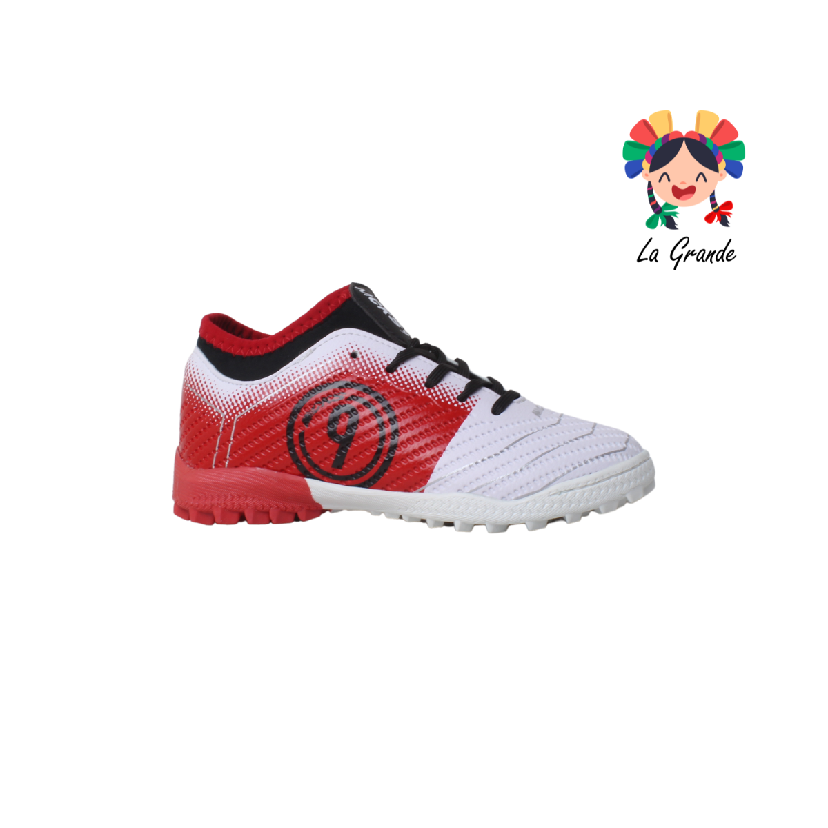 1254 MAYCKERS Blanco Rojo Sintético Tenis de Fútbol Rápido para Niño