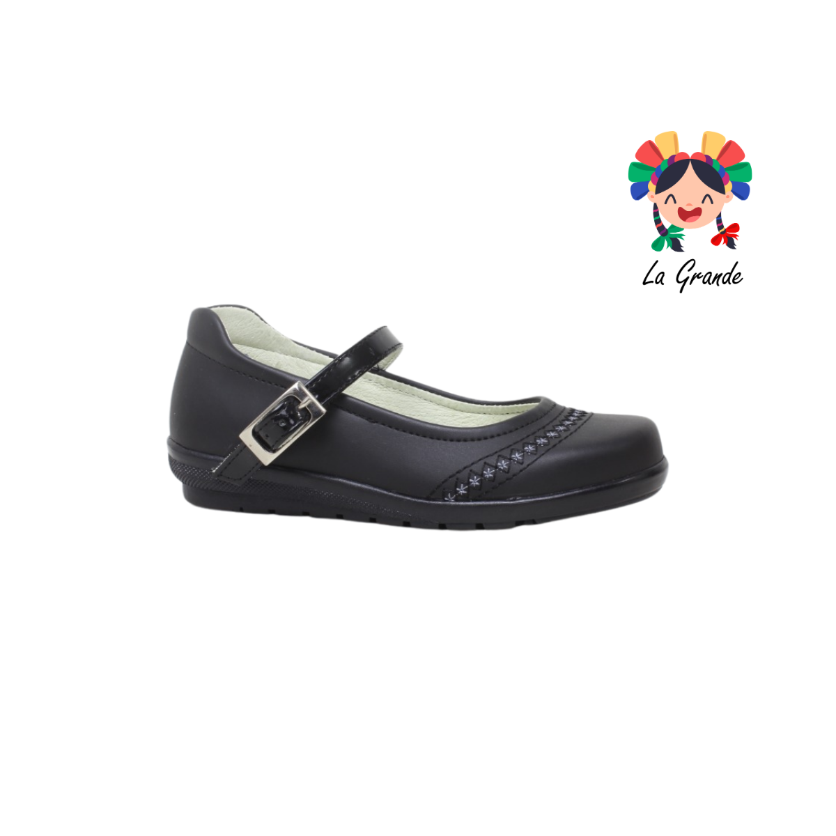 1294 DOMINIQ Negro Piel Zapato Escolar para Dama