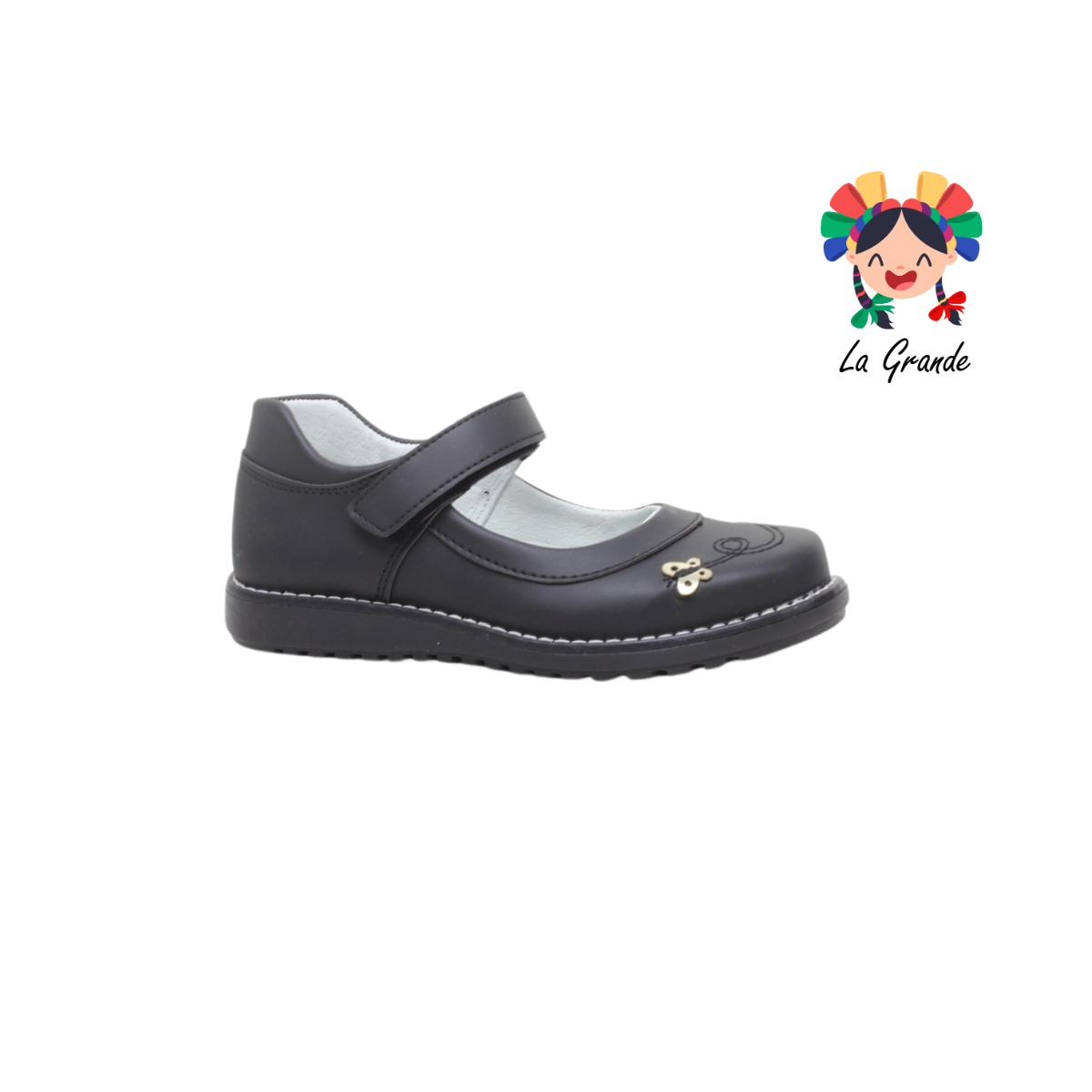 1341 DOMINIQ Negro Oro Zapato infantil para niña