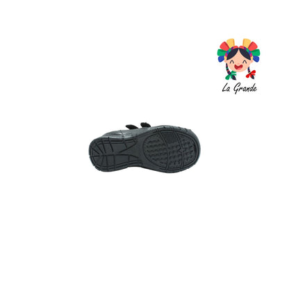 1406 NEVADA Negro zapato escolar para niño de doble velcro