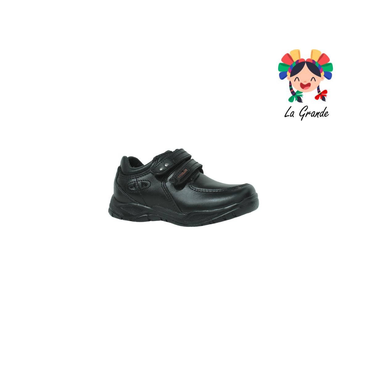 1406 NEVADA Negro zapato escolar para niño de doble velcro