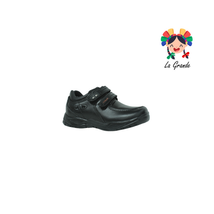 1406 NEVADA Negro zapato escolar para niño de doble velcro