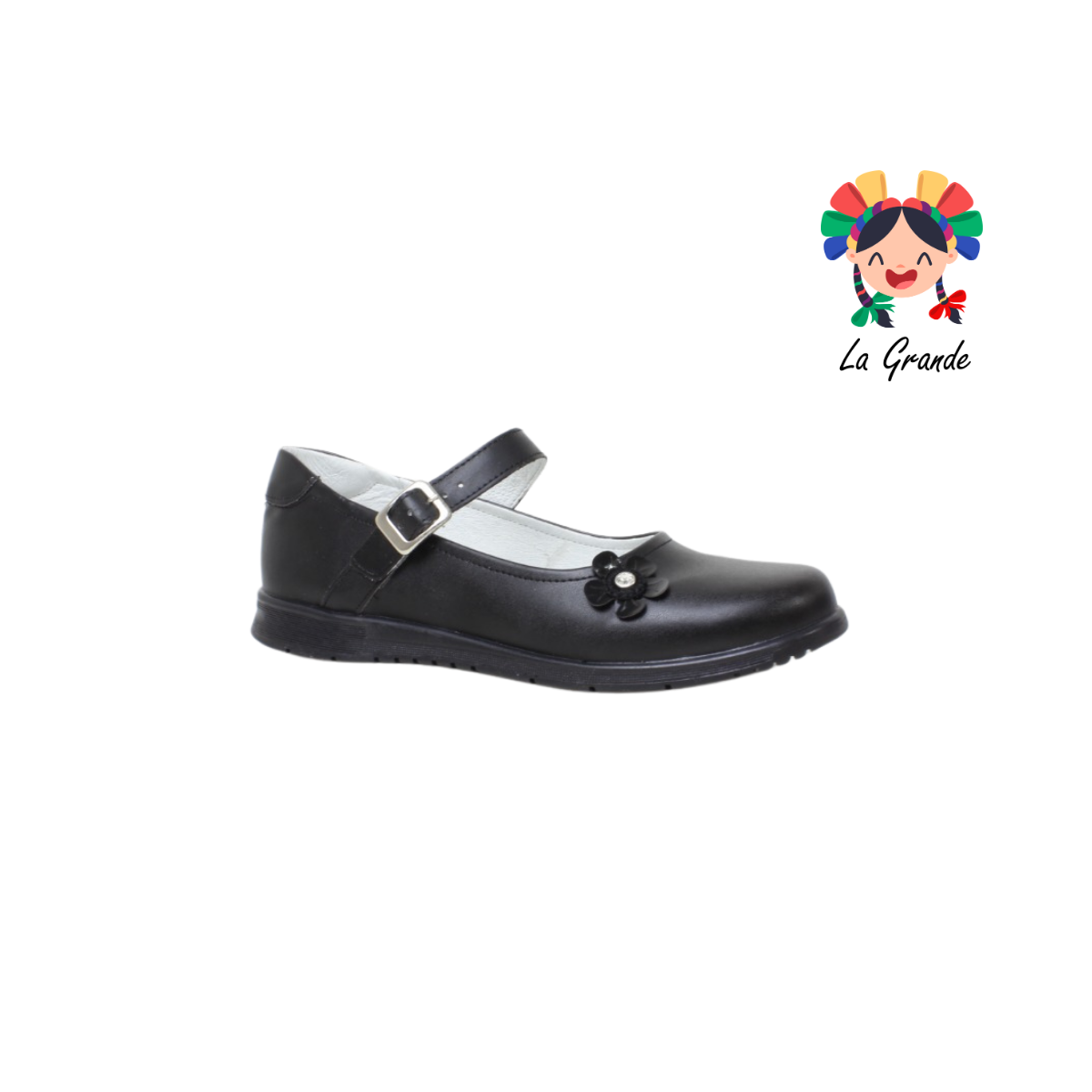 1522 DOMINIQ Negro Piel Zapato Escolar para Dama