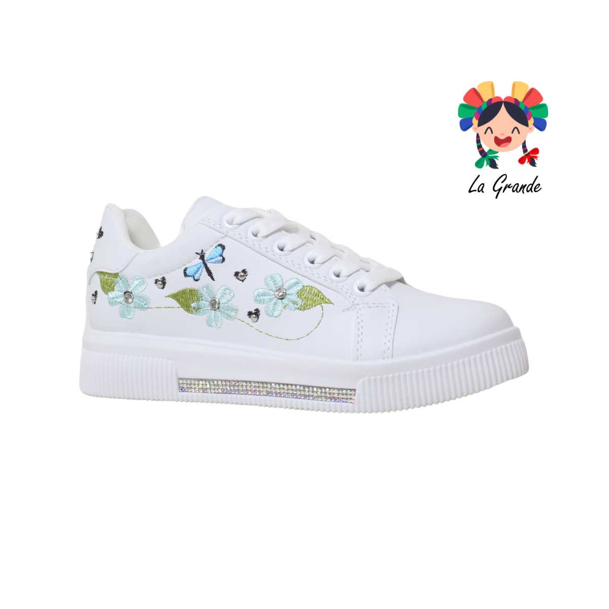 1601 FRIDAYS Blanco Bordado Sint tenis tipo choclo escolares para Dama