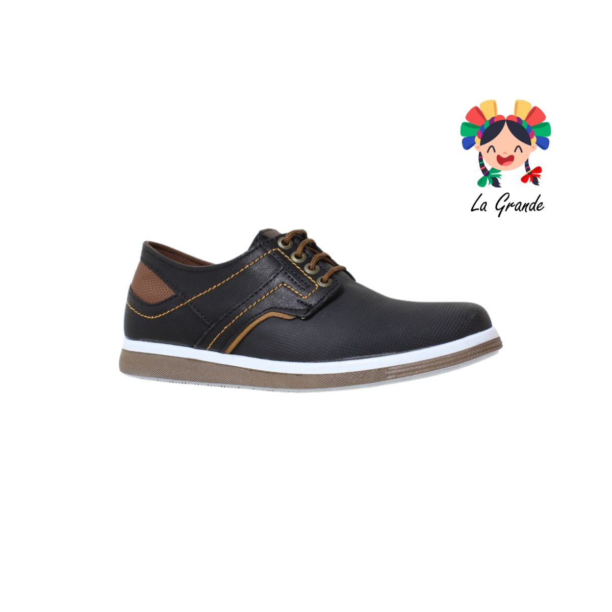 1834 NOZIVO Negro Camel Sint Zapato Casual para Joven