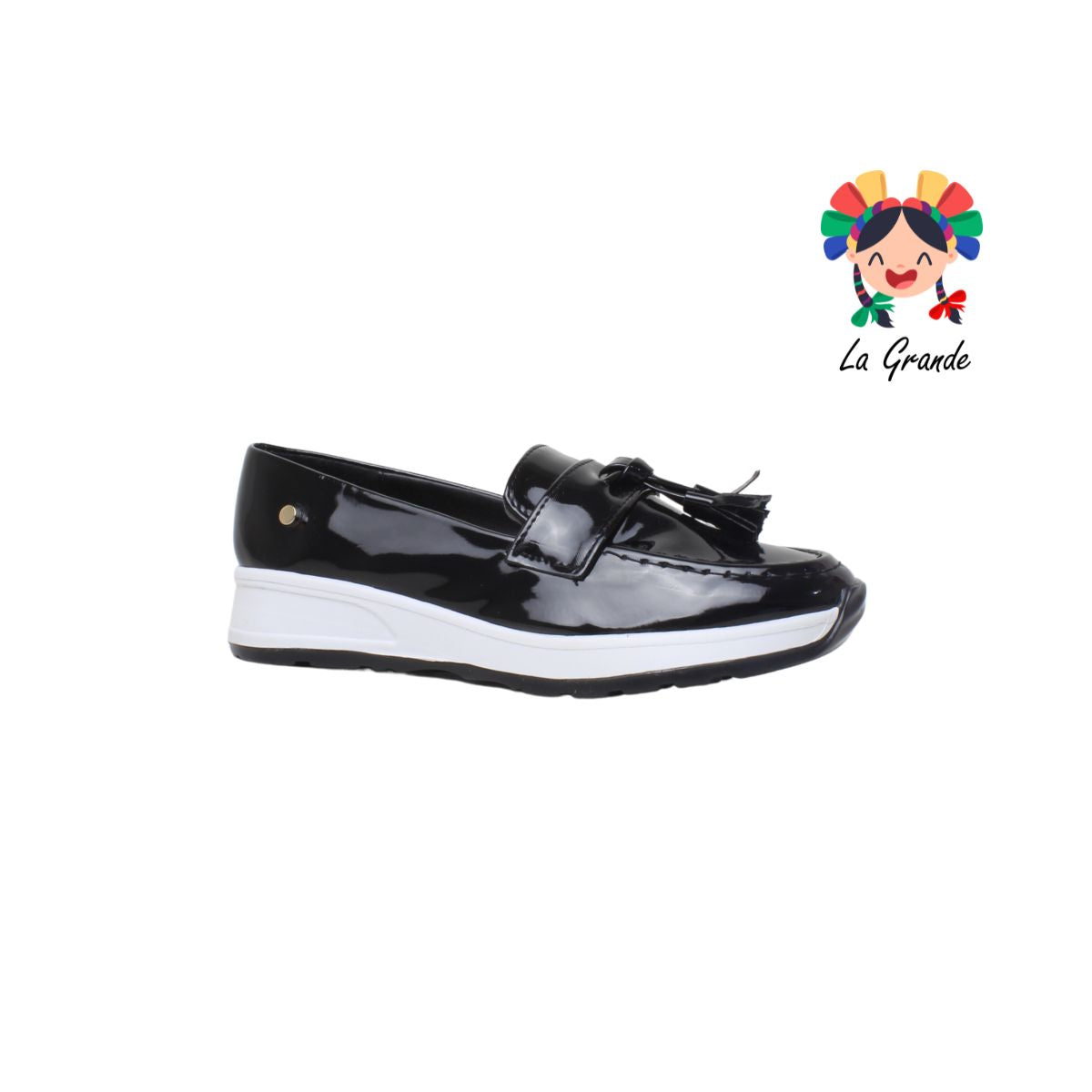 1901 YUL Negro zapato tipo Mocasín Charol Casual Dama