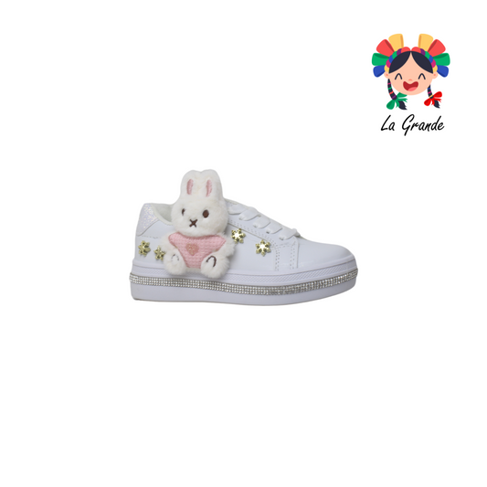 1906 FRIDAYS Blanco Blanco Rosa Conejo Tenis Casual para Niña