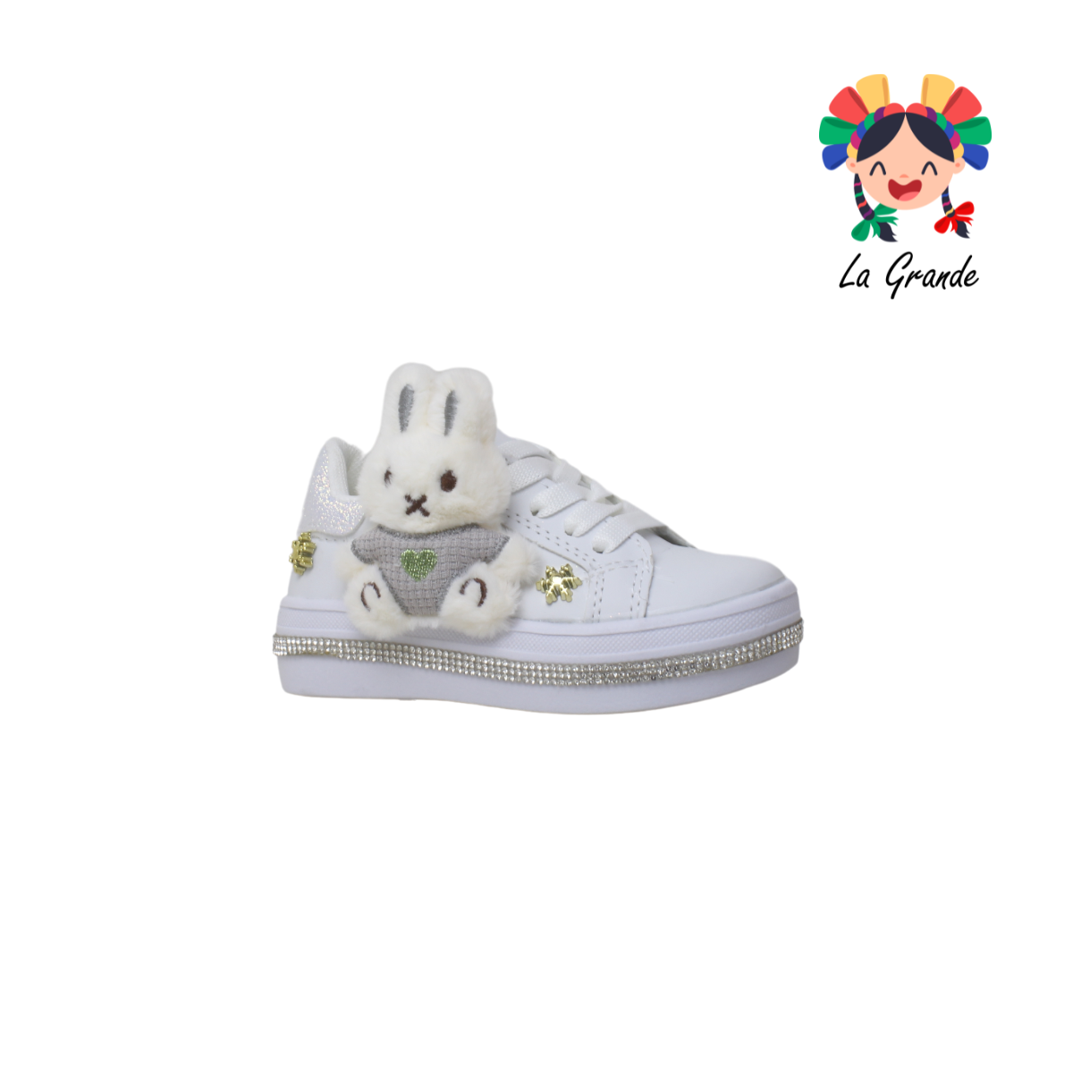 1906 FRIDAYS Blanco Blanco Conejo Tenis Casual para Niña infantil y Dama