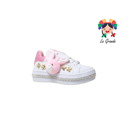 1906 FRIDAYS Blanco Rosa Conejo Sint Tenis Casual para Niña