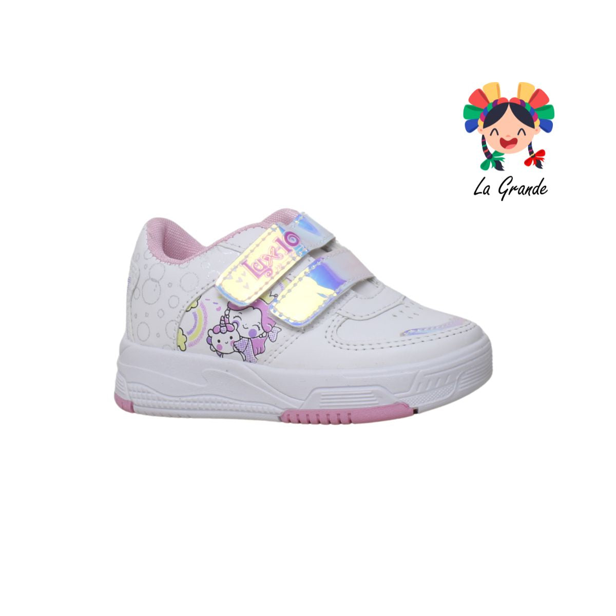 194 LUX-10 Blanco Rosa Sint Tenis Casual para Niña