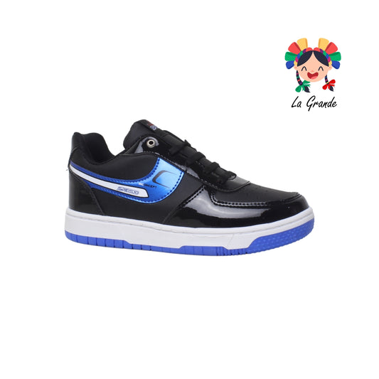 018 SPEIS10 Negro Rey Charol Tenis Choclo para Joven