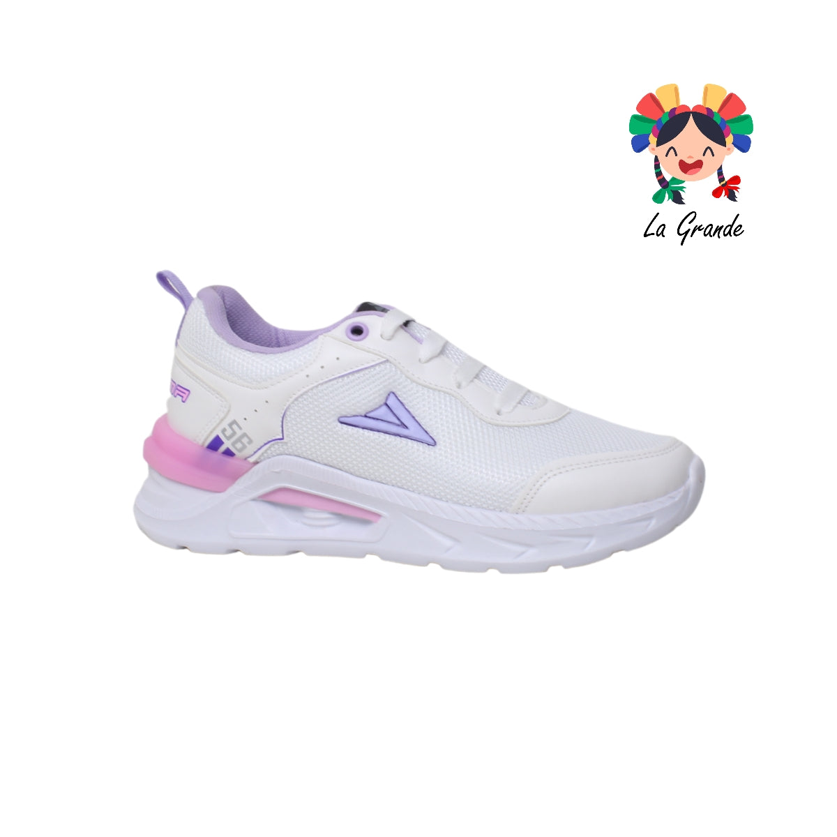 056 PRISMA Bco Lila Rosa Tenis Choclo Deportivo para Dama