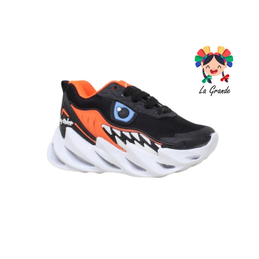 2023 TIBUR PLAY COLORS Negro Naranja Sint Tenis Casual para Niño