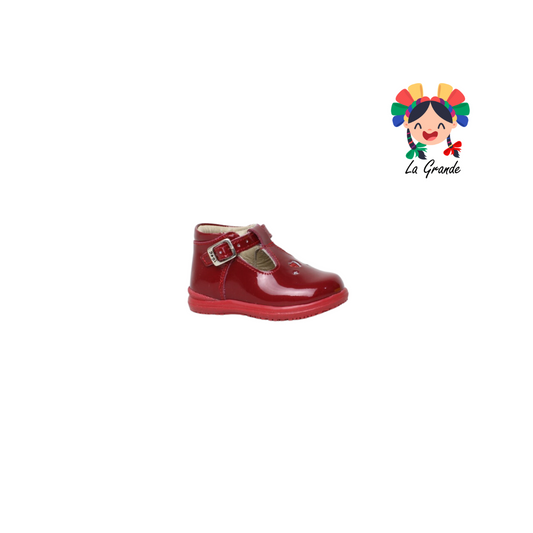 2040 DOGI Rojo charol zapato de piel para bebé con correa