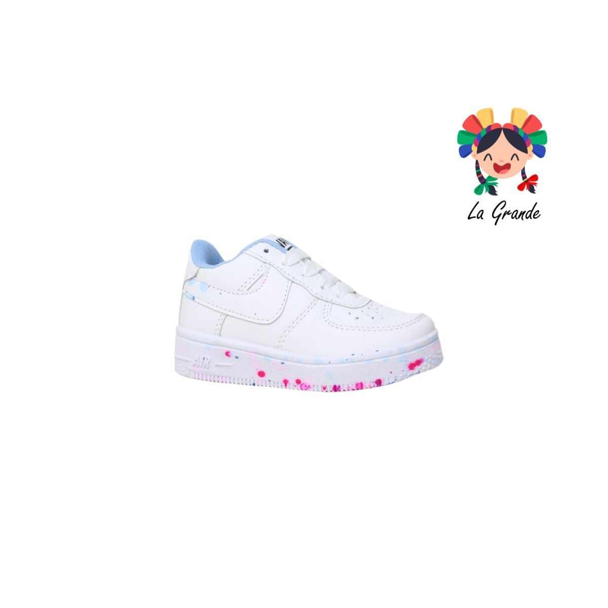 2051 VANNI CLUB Blanco Cielo Manchas Sint Tenis Casual de Agujeta para Niña