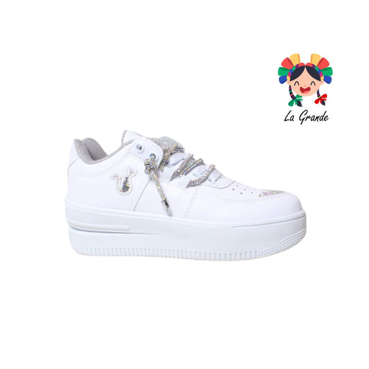 2084 SHADOW Blanco Tornasol Sint Tenis Casual de Brillos para Dama