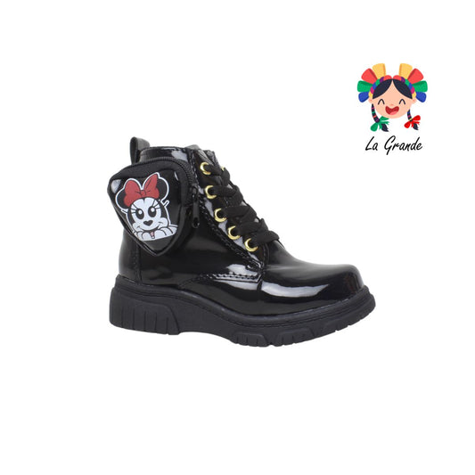 2110 ANDRE LOV Negro Charol bota Corta casual bebé, Infantil Niña