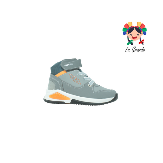 21241 YUYIN Gris Oxford Textil Tenis de Bota para Niño y Niña