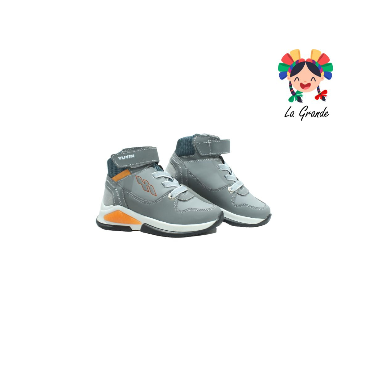 21241 YUYIN Gris Oxford Textil Tenis de Bota para Niño y Niña