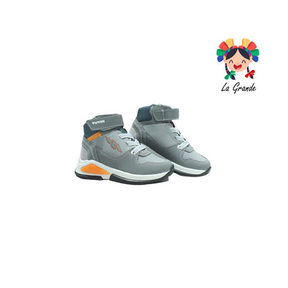 21241 YUYIN Gris Oxford Textil Tenis de Bota para Niño y Niña