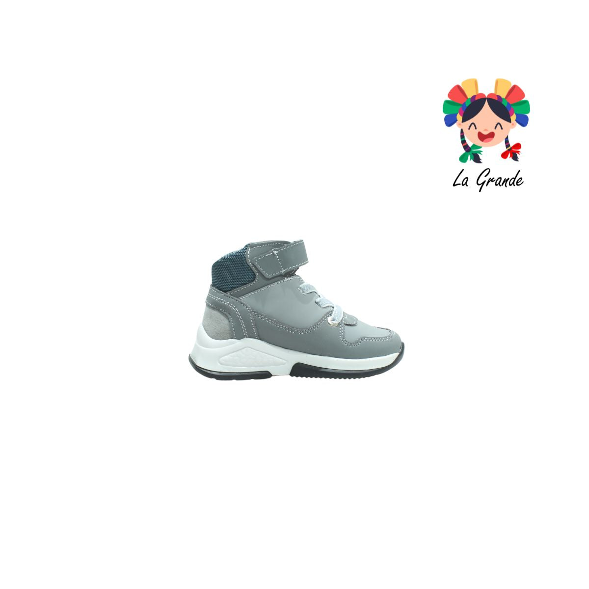 21241 YUYIN Gris Oxford Textil Tenis de Bota para Niño y Niña