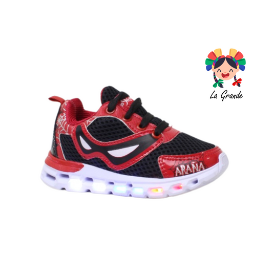 2202 ROJO ARANDANO Negro Rojo Antifaz Sint Tenis Casual con Luces LED  para Niño