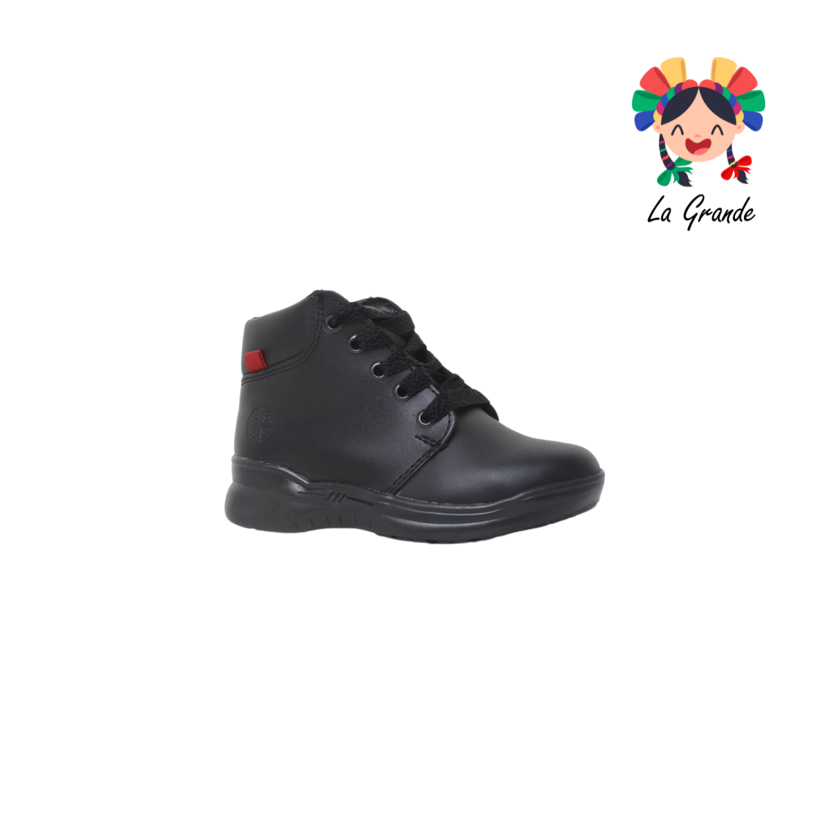 23-E-20 CONFRATELLI Negro zapato de piel escolar para niño infantil