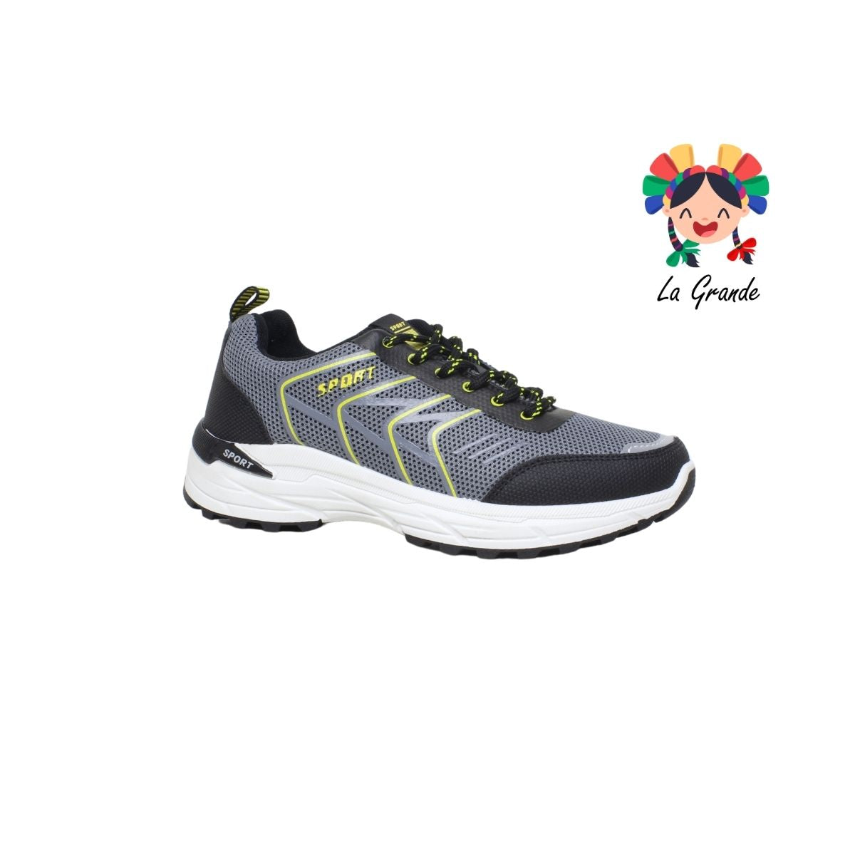 2307A-1C FOSUM Negro Amarillo Tenis tipo Running para Dama,Joven y Caballero