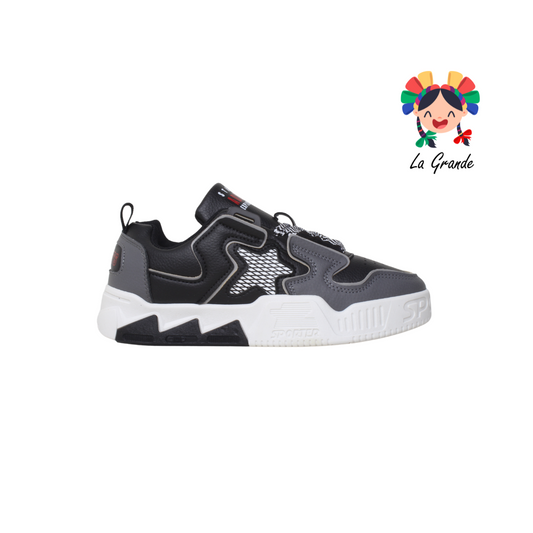 2316A-1H FOSUM Negro Gris tenis tipo choclo para Dama