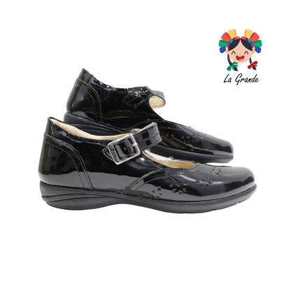 2526 DOGI Negro charol zapato de piel escolar para jovencita