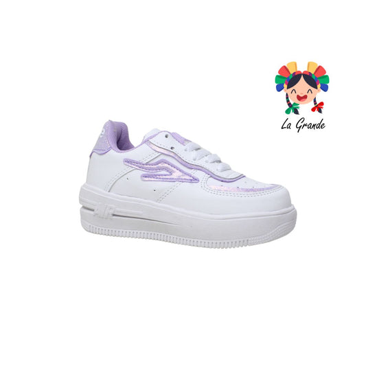 255 SCAPE Blanco Lila Sint Tenis Casuales Choclo con Plataforma para Niña