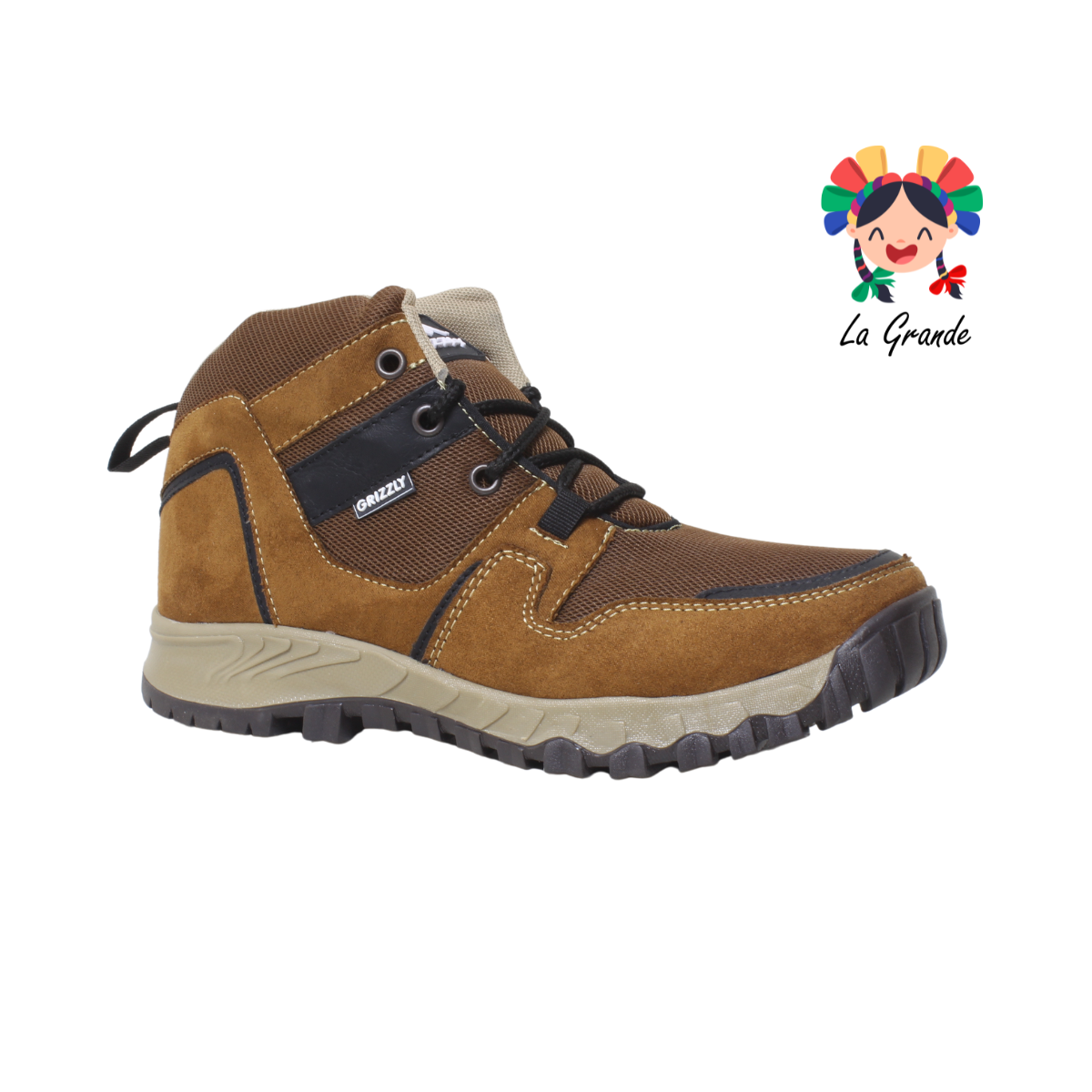 2616 GRIZZLY Camel Negro Textil  Bota de Montaña para Caballero