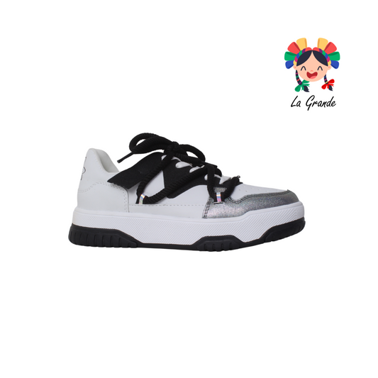 2700 FRIDAYS Blanco Negro Tenis Casual para Dama