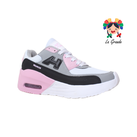 276-N H-GROSS Blanco Negro Rosa Tenis Casuales Válvula para Dama