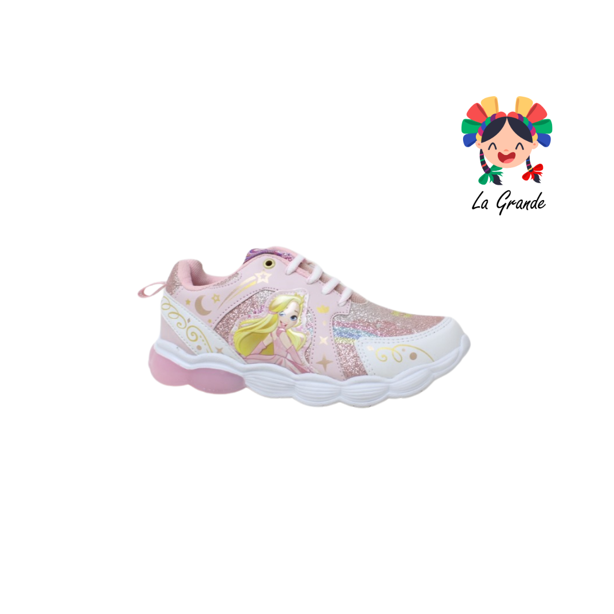 280-F SUNS rosa blanco tenis tipo choclo con brillos infantil niña