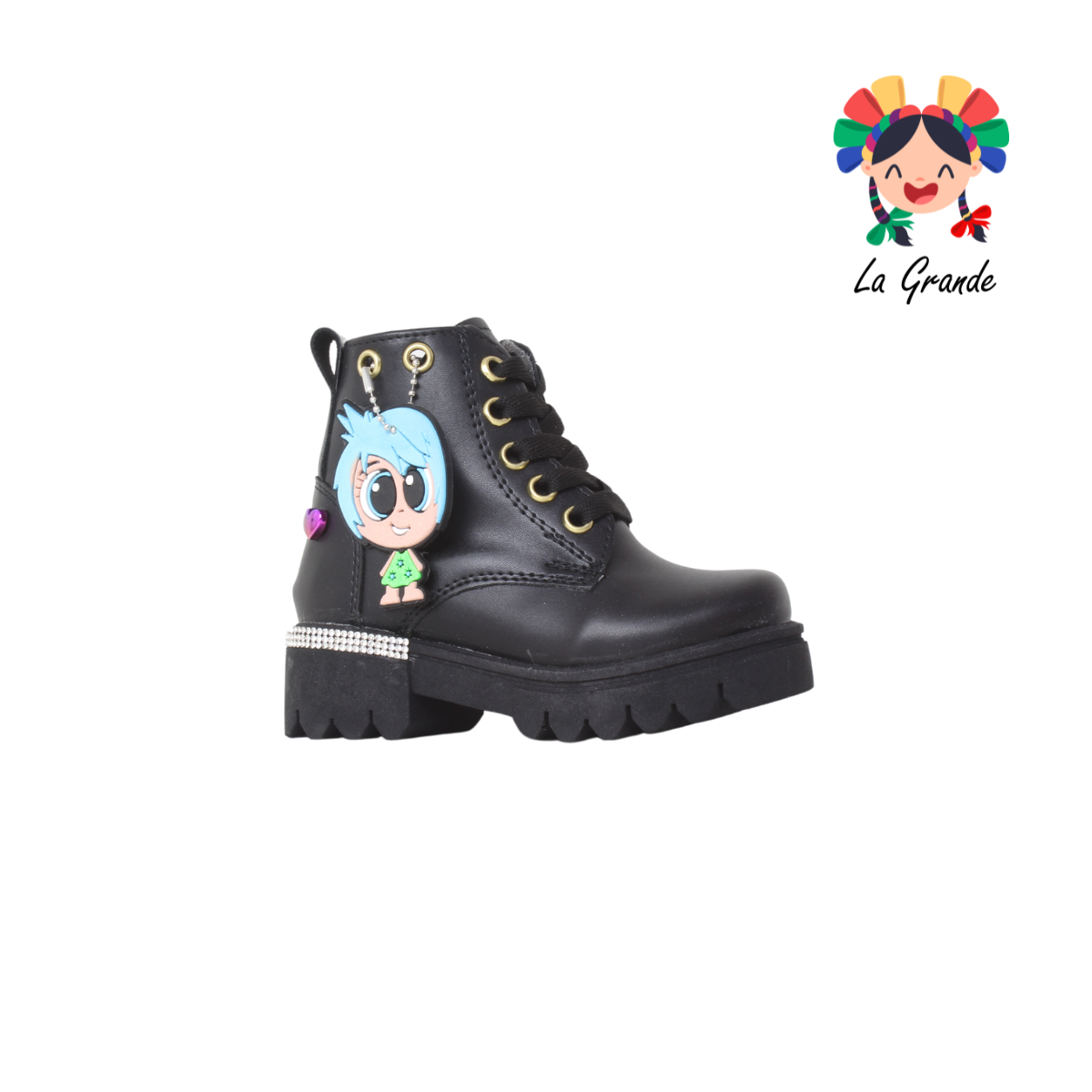 2800 Alegria ANDRE LOV Negro Sintético Casual Bota Corta para Niña