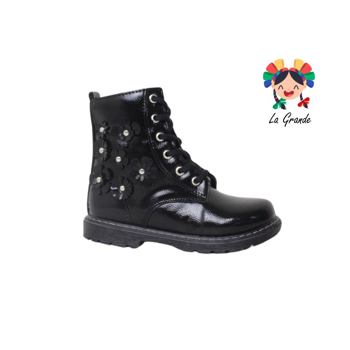 287 LUCHO Negro Sint Charol Bota Casual para Niña