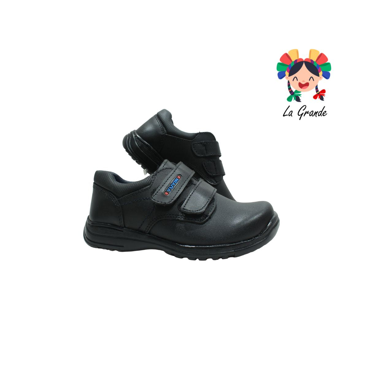 29140 YUYIN negro zapato choclo escolar con doble velcro niño y joven