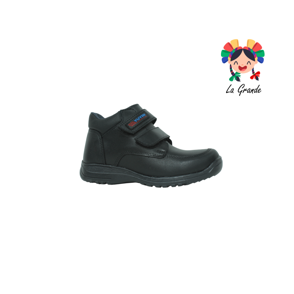 29150 YUYIN Negro Piel Zapato Escolar de contactel doble para Niño