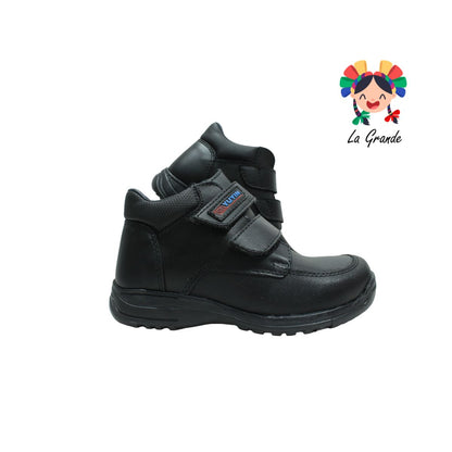 29150 YUYIN Negro Piel Zapato Escolar de contactel doble para Niño