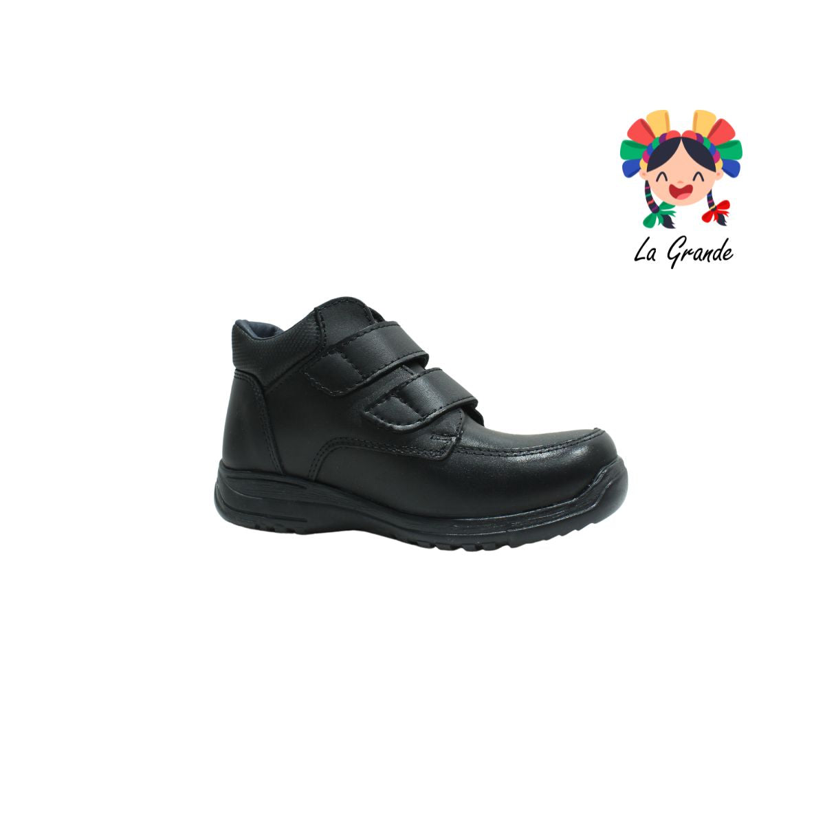 29150 YUYIN Negro Piel Zapato Escolar de contactel doble para Niño