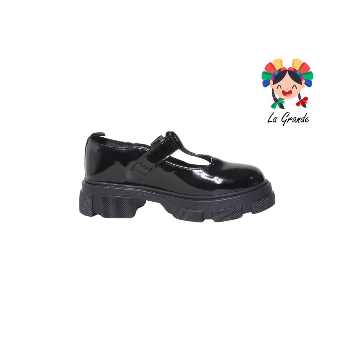 2936 BAMBINO Negro Sint Charol Zapato Escolar para Niña