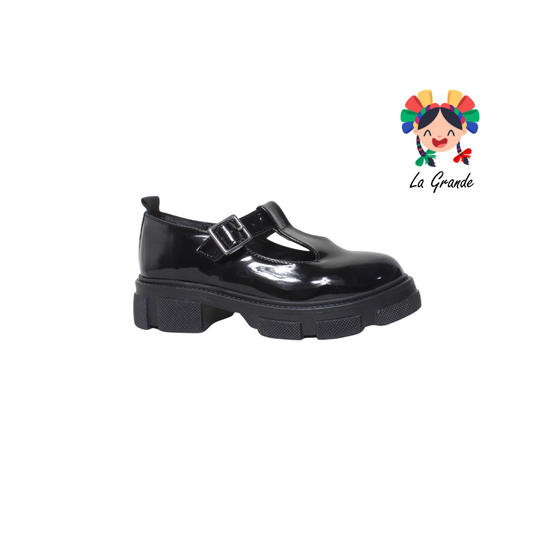 2936 BAMBINO Negro Sint Charol Zapato Escolar para Niña