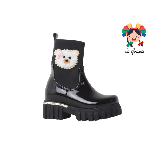 3000 ANDRE LOV Negro Charol Bota Casual para Niña