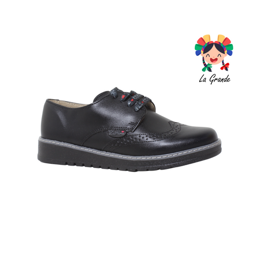 3010 LADY FLORES Negro Bostoniano Sintetico Zapato Casual para Dama